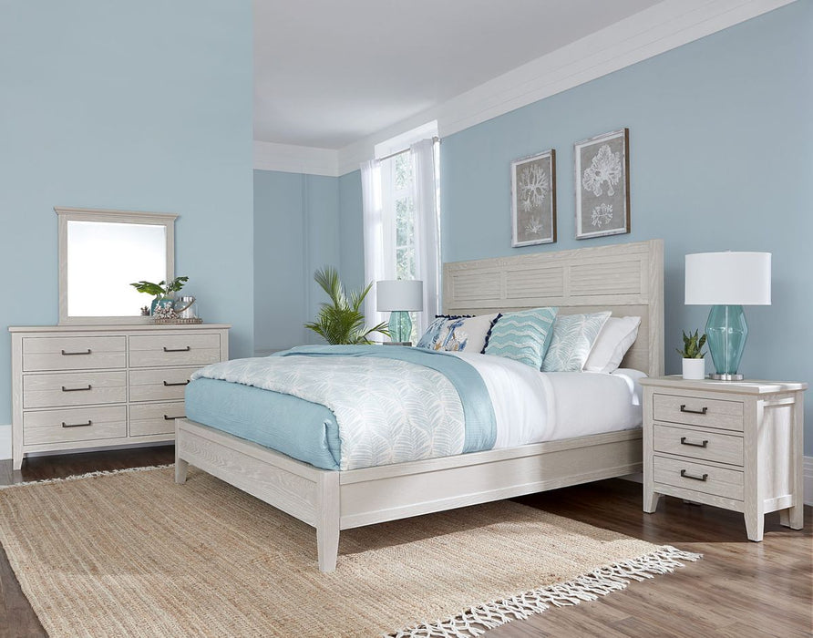 Vaughan-Bassett Passageways Oyster Grey Cal King Louvered Bed with Low Profile Footboard in Grey