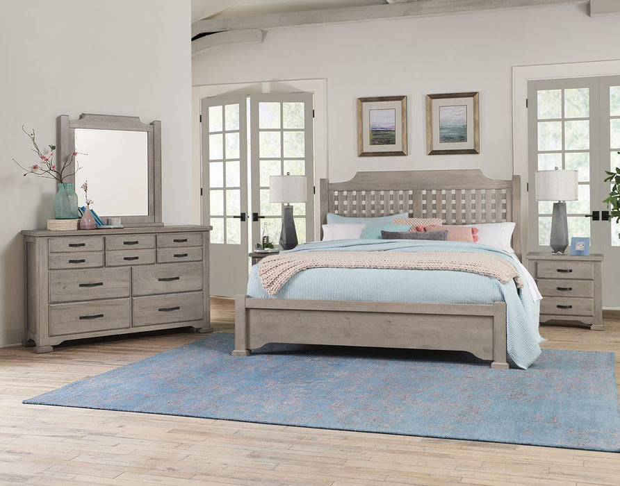 Vaughan-Bassett Joinery Plank King Poster Bed in Washed White Oak 194
