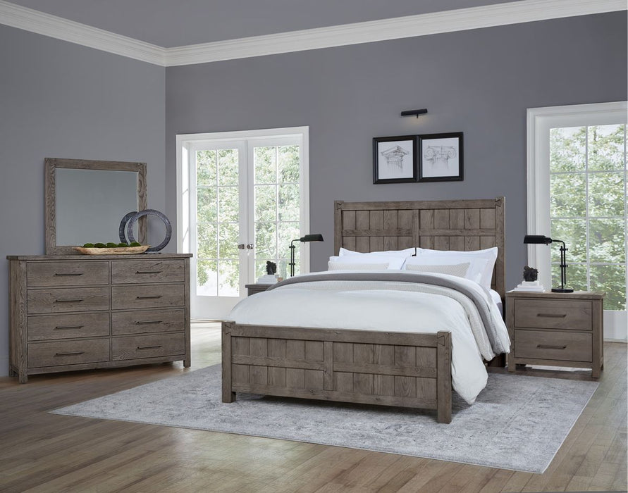 Vaughan Bassett Dovetail Cal King Board and Batten Bed in Mystic Grey