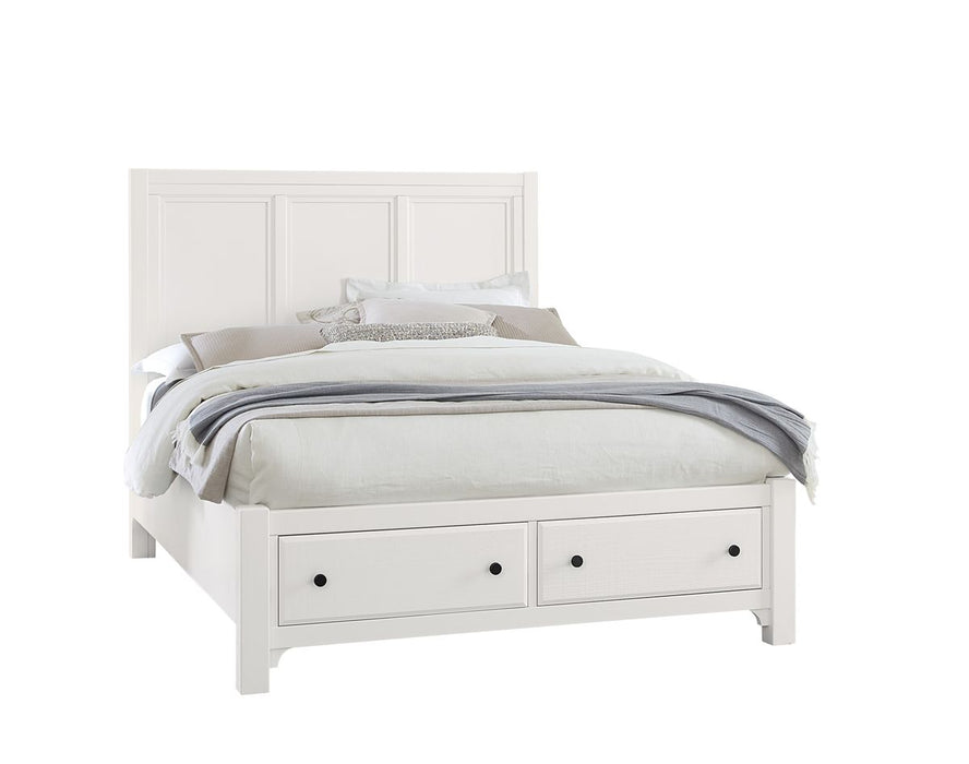 Vaughan Bassett Cool Farmhouse Panel Queen Bed with Storage in Soft White image