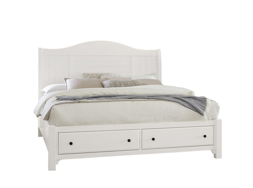 Vaughan Bassett Cool Farmhouse Sleigh King Bed with Storage in Soft White image