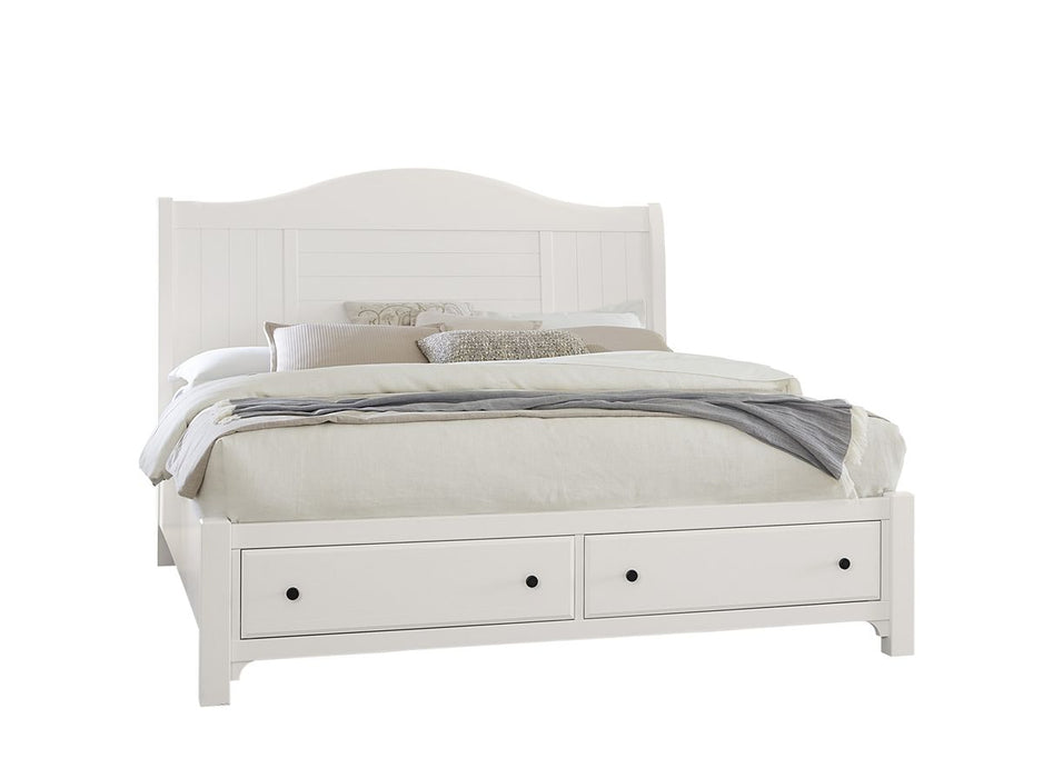 Vaughan Bassett Cool Farmhouse Sleigh Queen Bed with Storage in Soft White image