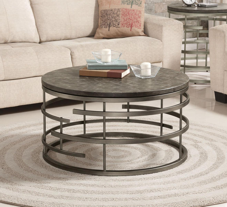 Flexsteel Halo Round Cocktail Table in Silver