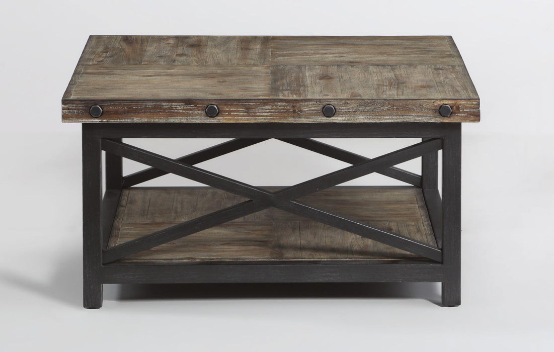 Flexsteel Carpenter Square Cocktail Table in Rustic Gray