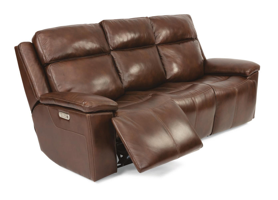 Flexsteel Latitudes Chance Leather Power Reclining Sofa w/Power Headrests