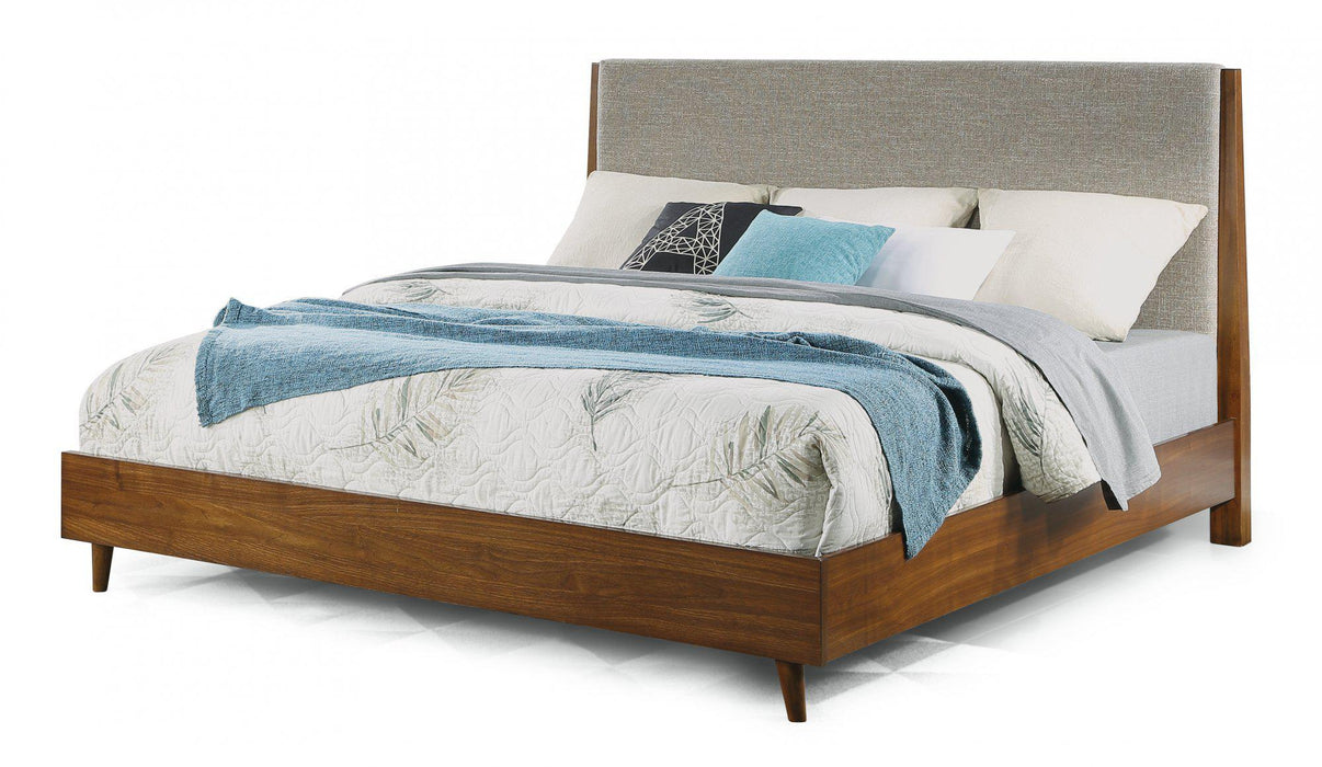Flexsteel Wynwood Ludwig Upholstered Full Platform Bed in Medium Brown