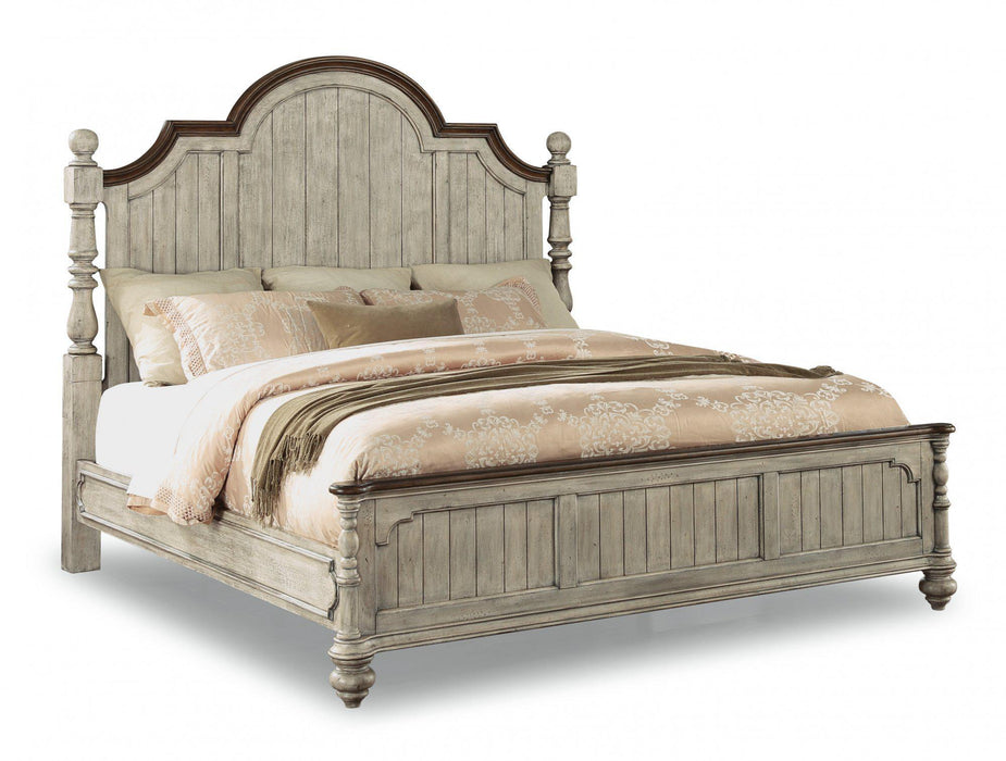 Flexsteel Wynwood Plymouth Queen Poster Bed in Whitewash Wood
