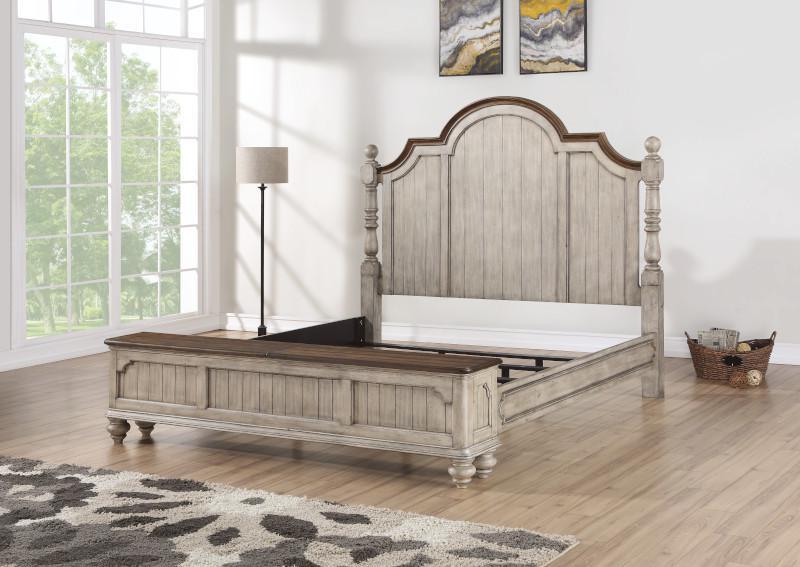 Flexsteel Wynwood Plymouth King Poster Storage Bed in Whitewash Wood