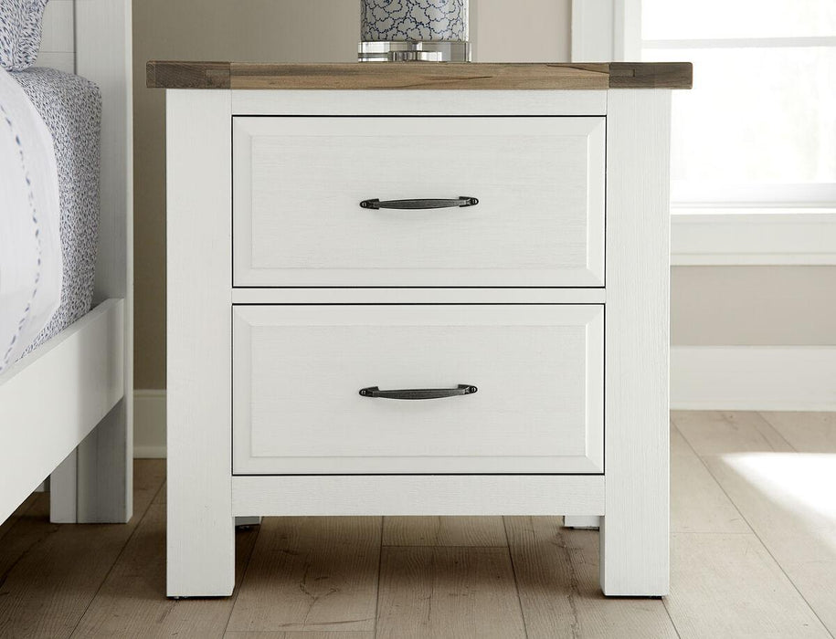 Vaughan-Bassett Maple Road Nightstand in Soft White/Natural Top