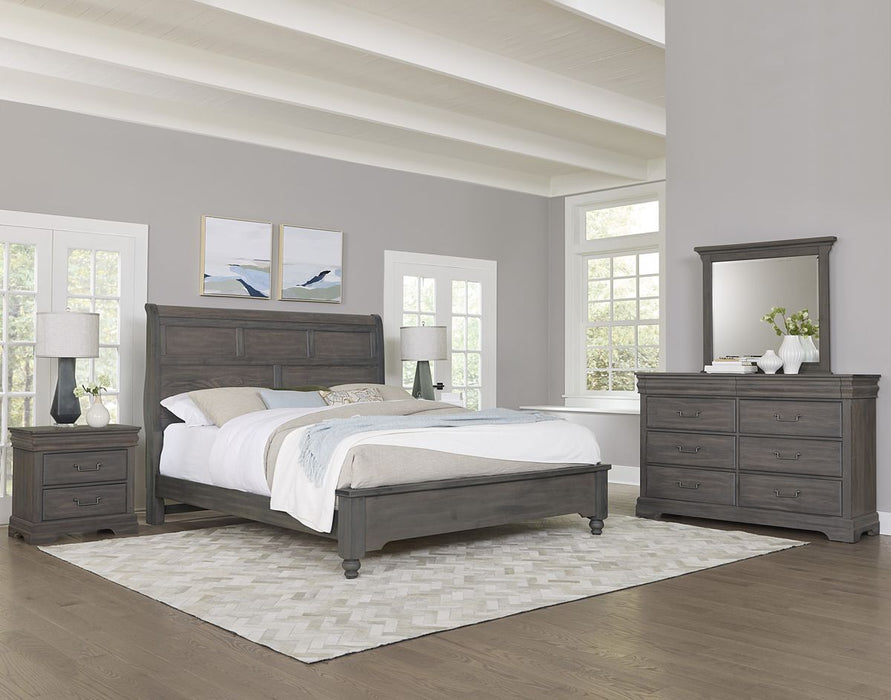 Vaughan Bassett Vista King Sleigh Bed in Grey Oak