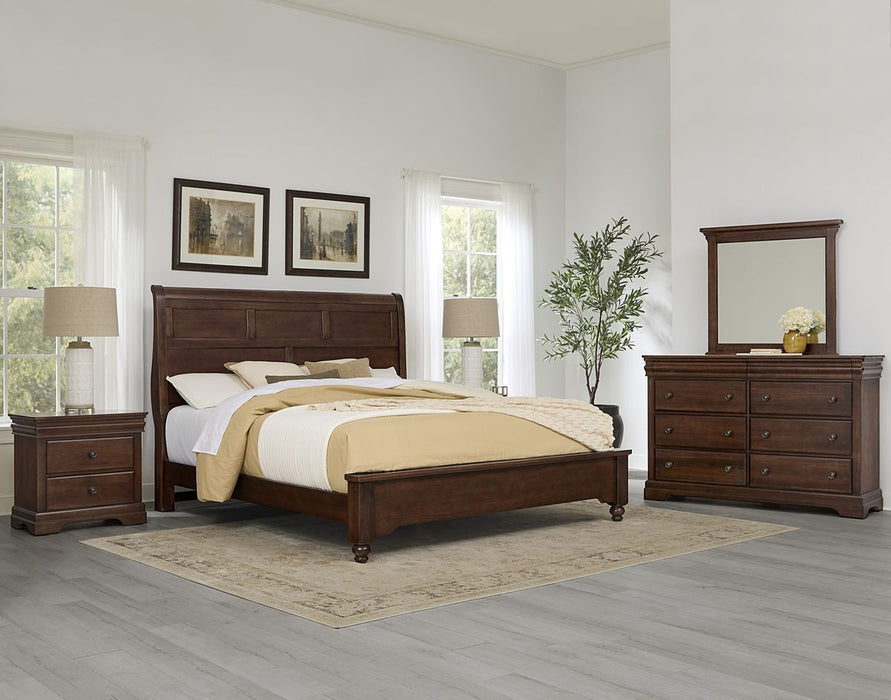 Vaughan Bassett Vista Queen Sleigh Bed in Warm Cherry