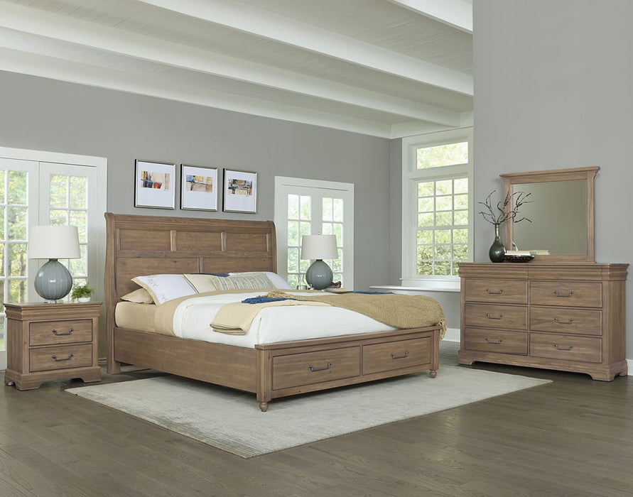Vaughan Bassett Vista King Sleigh Storage Bed in Natural Oak