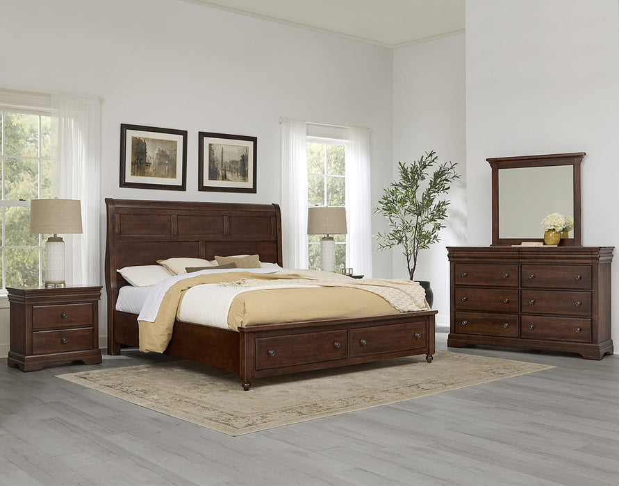 Vaughan Bassett Vista King Sleigh Bed in Warm Cherry